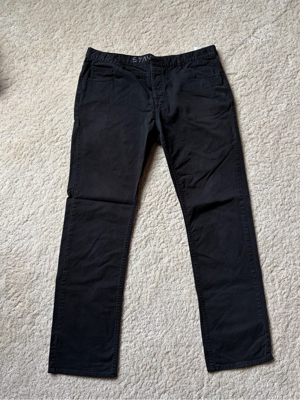 RVCA Black Mid-Rise Pants with Logo Waistband
